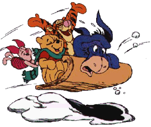 Sledding with Pooh and the Gang